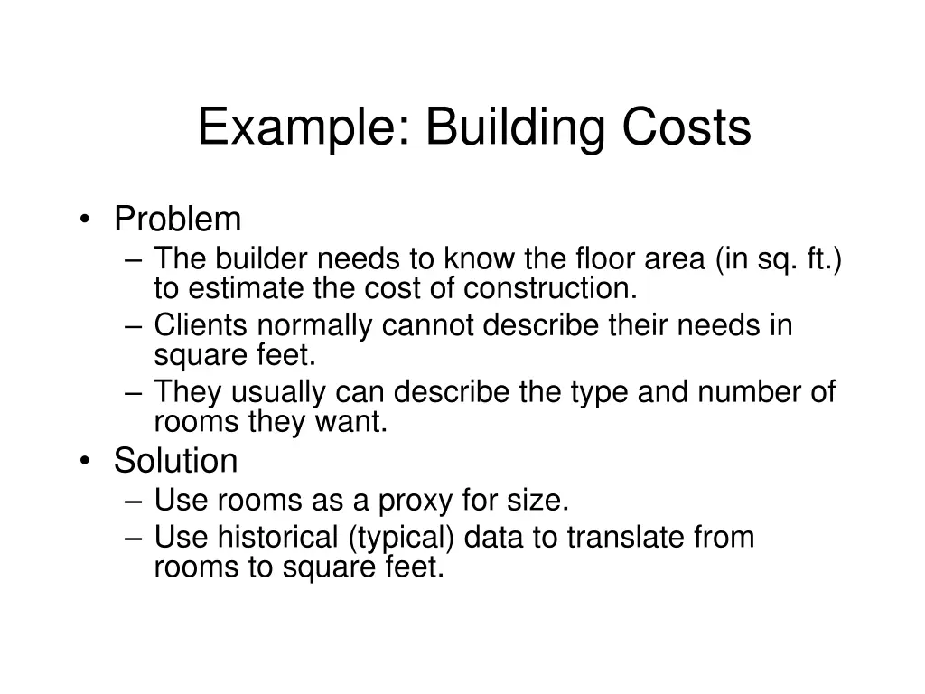 example building costs