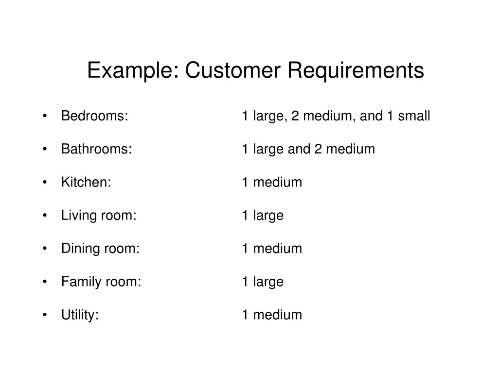 example customer requirements