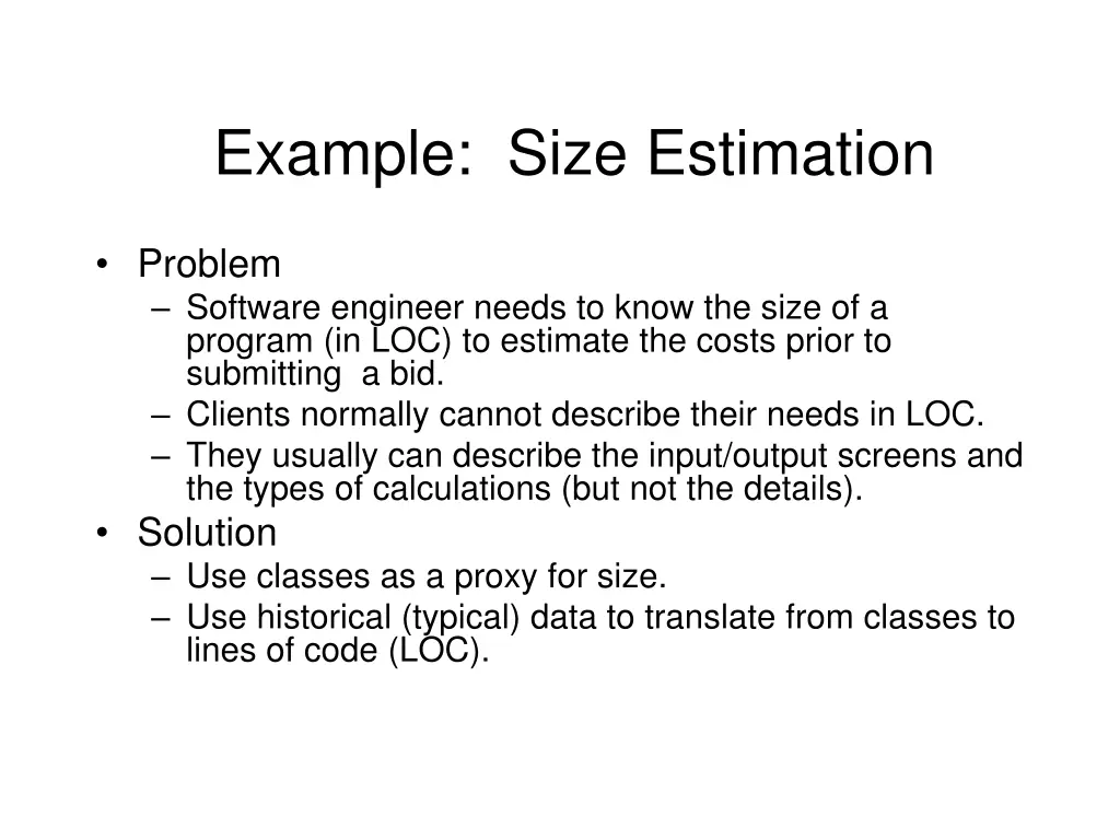 example size estimation