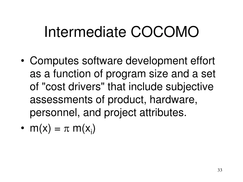 intermediate cocomo