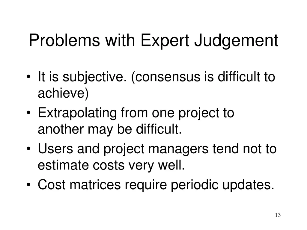 problems with expert judgement