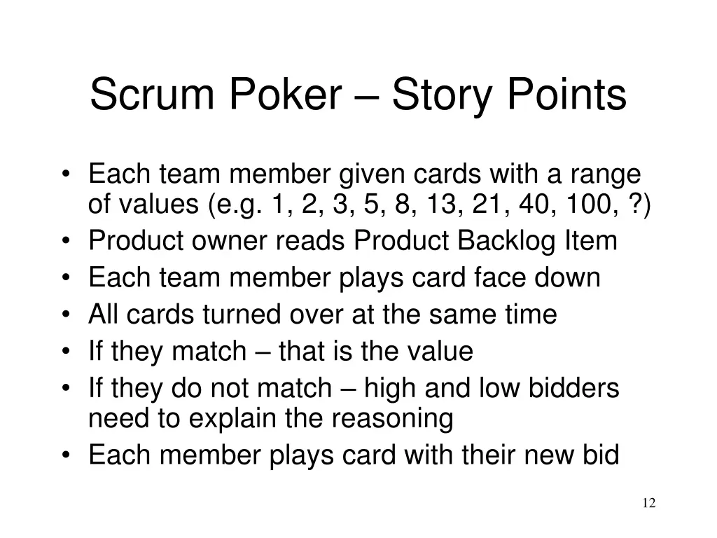 scrum poker story points