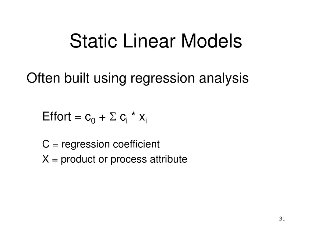 static linear models