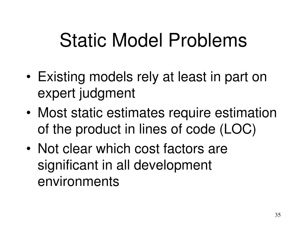 static model problems