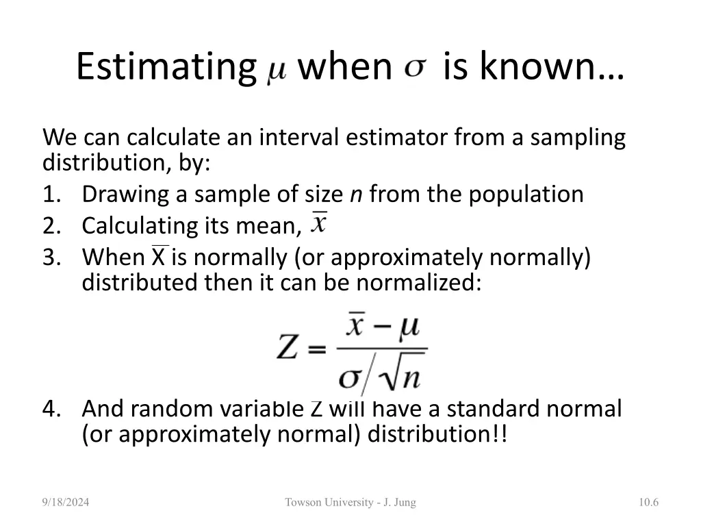 estimating when is known