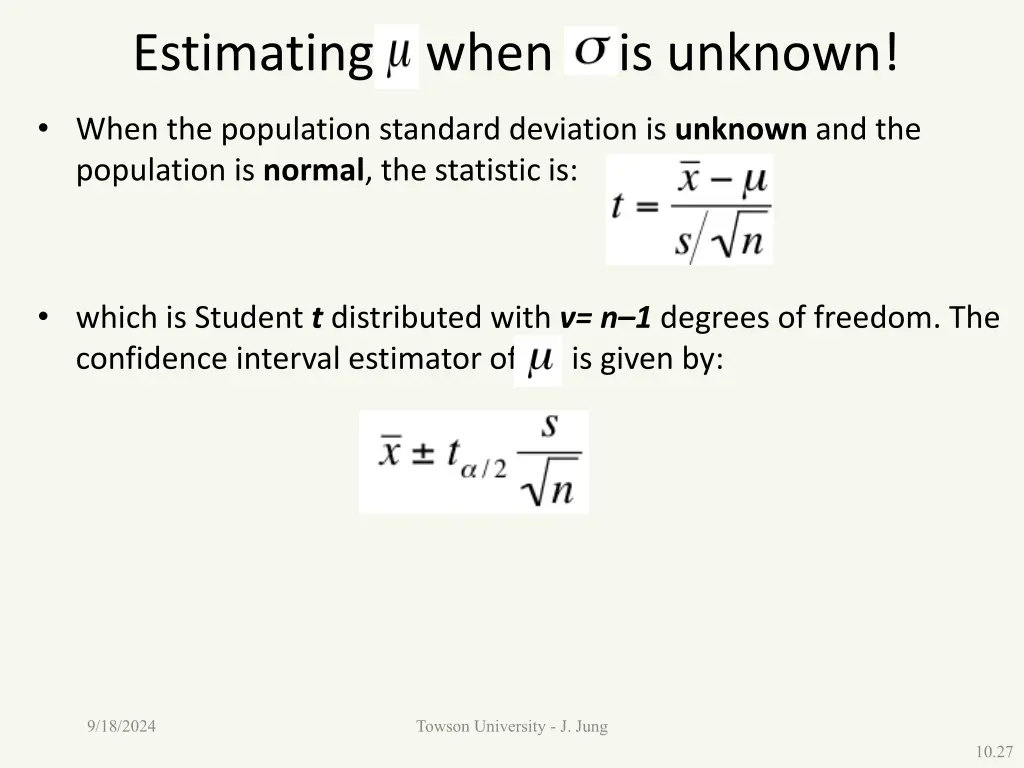 estimating when is unknown