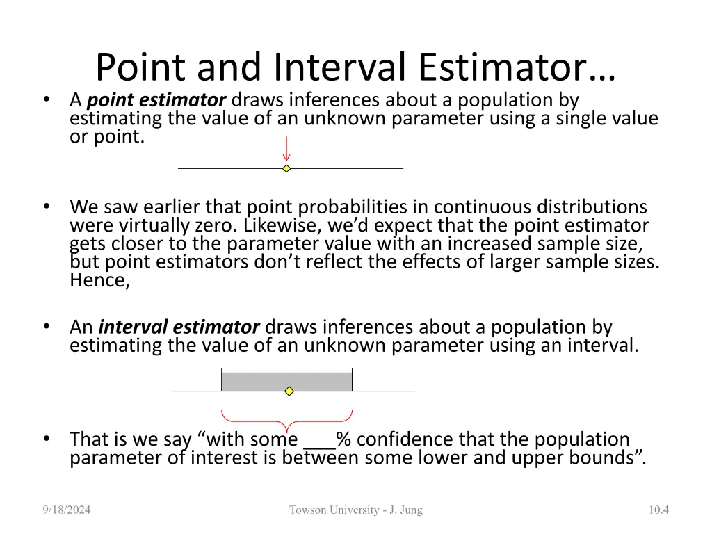 point and interval estimator a point estimator