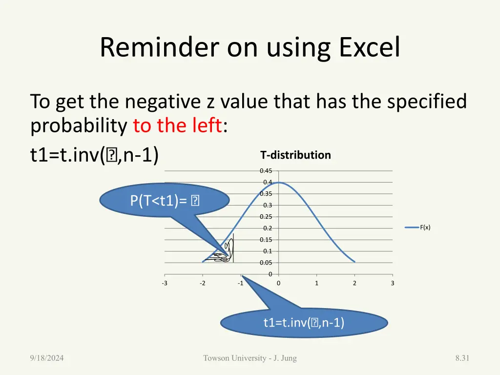 reminder on using excel