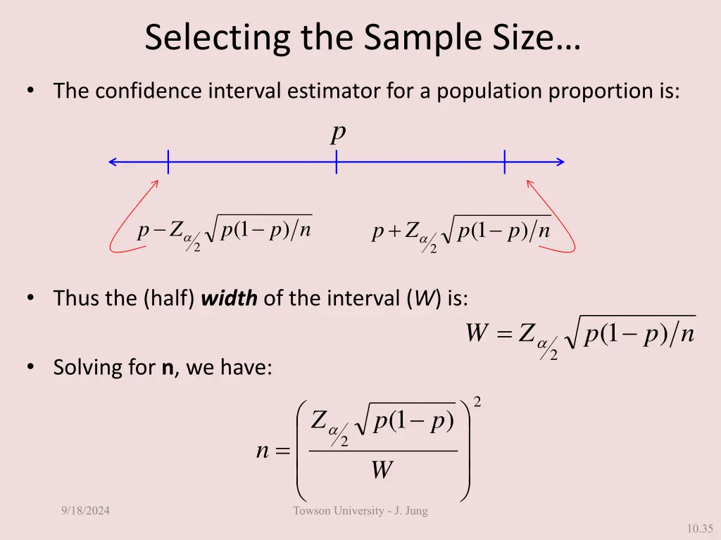 selecting the sample size 1