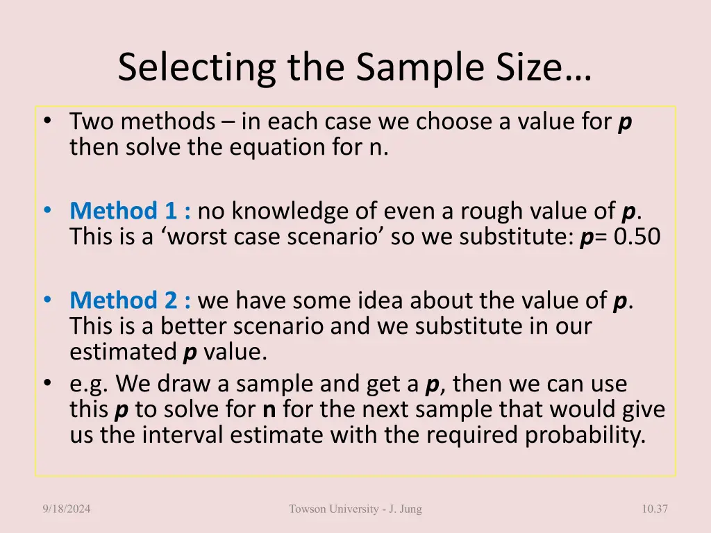 selecting the sample size 3