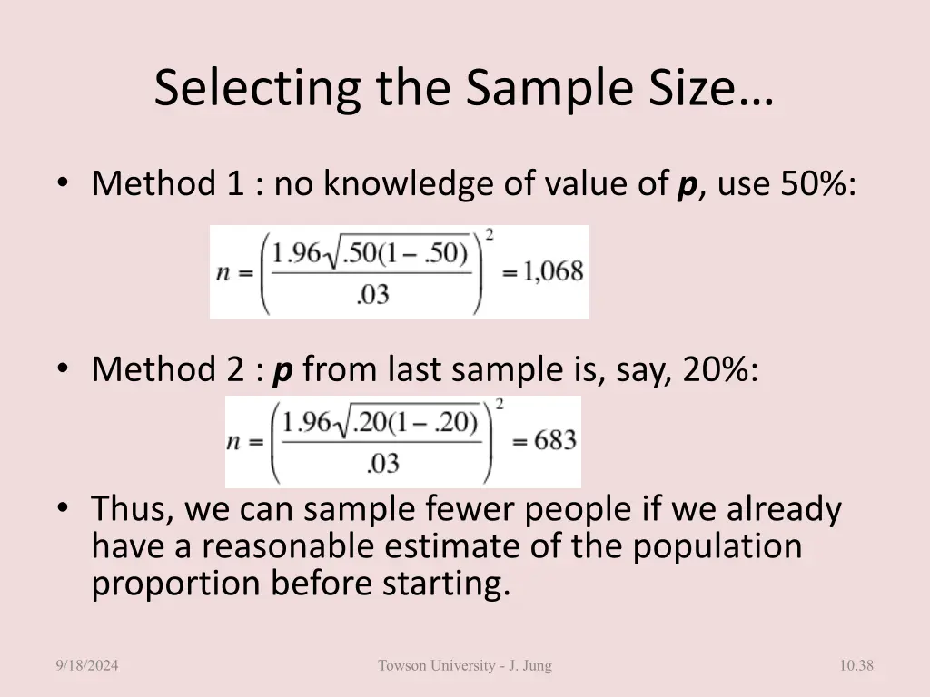 selecting the sample size 4