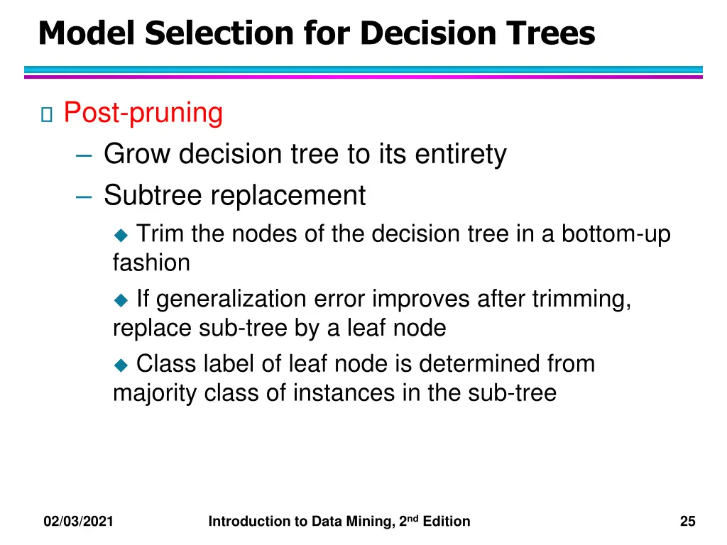 model selection for decision trees 1