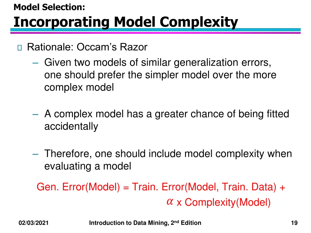 model selection incorporating model complexity