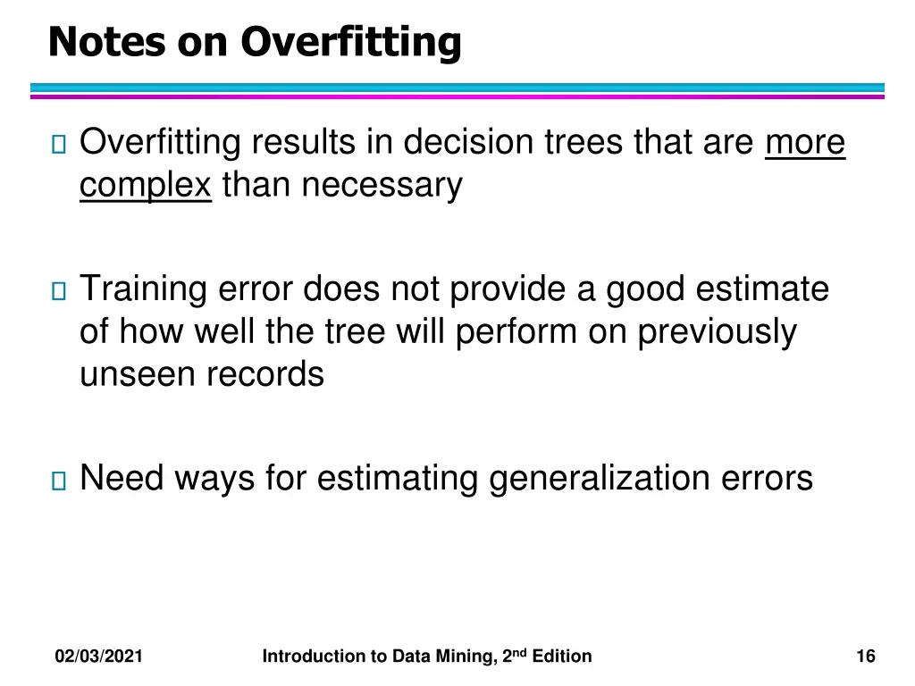 notes on overfitting