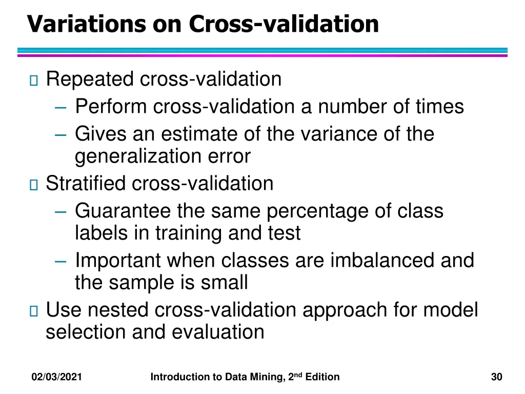 variations on cross validation