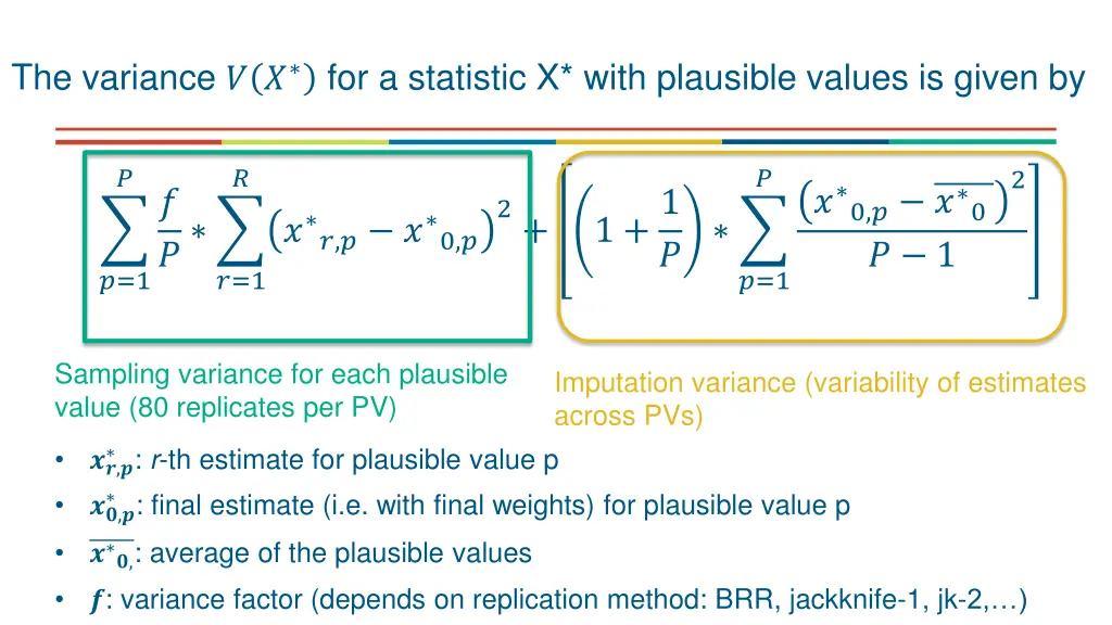 the variance for a statistic x with plausible