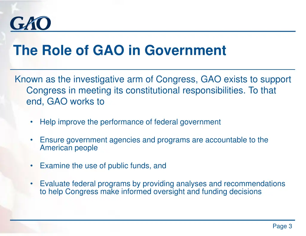 the role of gao in government