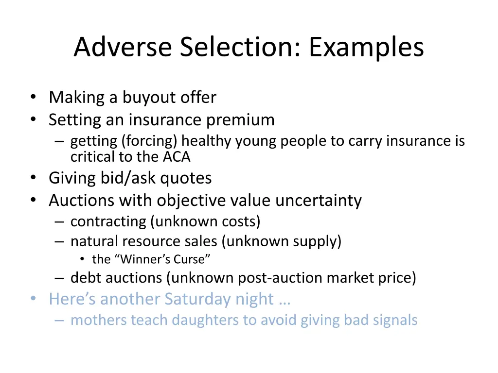 adverse selection examples