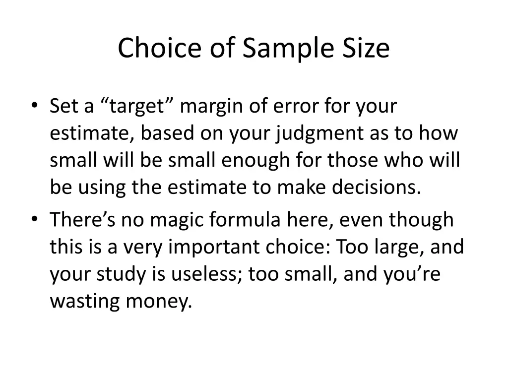 choice of sample size