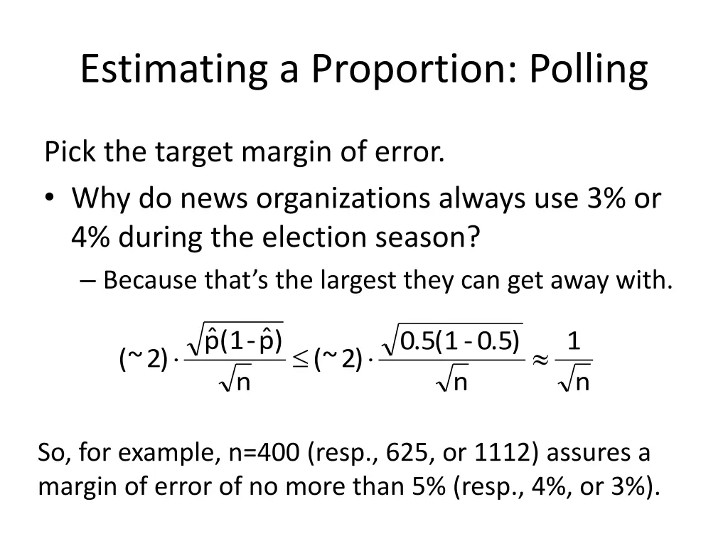 estimating a proportion polling