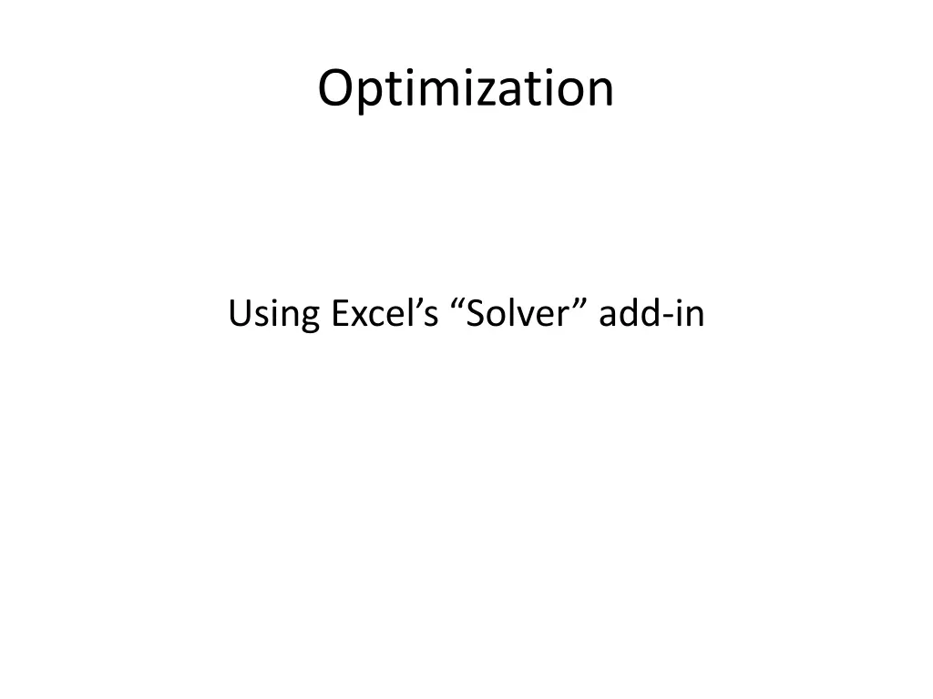 optimization