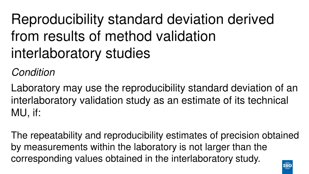 reproducibility standard deviation derived from