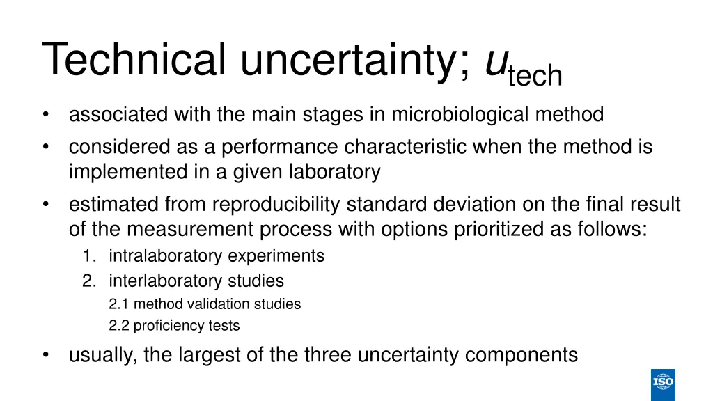 technical uncertainty u tech associated with