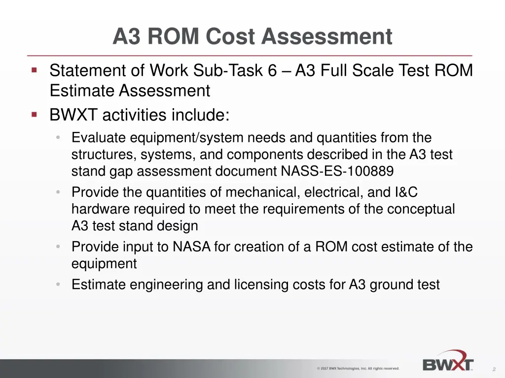 a3 rom cost assessment 1