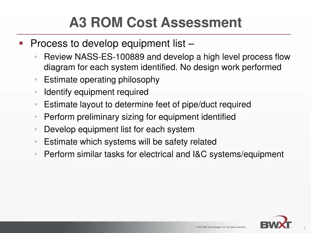 a3 rom cost assessment 2