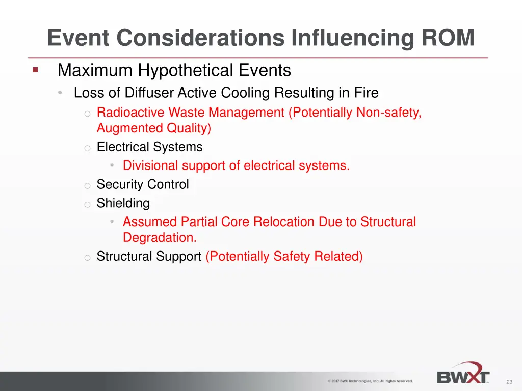 event considerations influencing rom 14