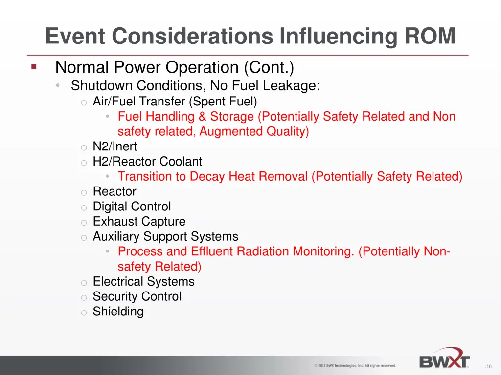 event considerations influencing rom 7