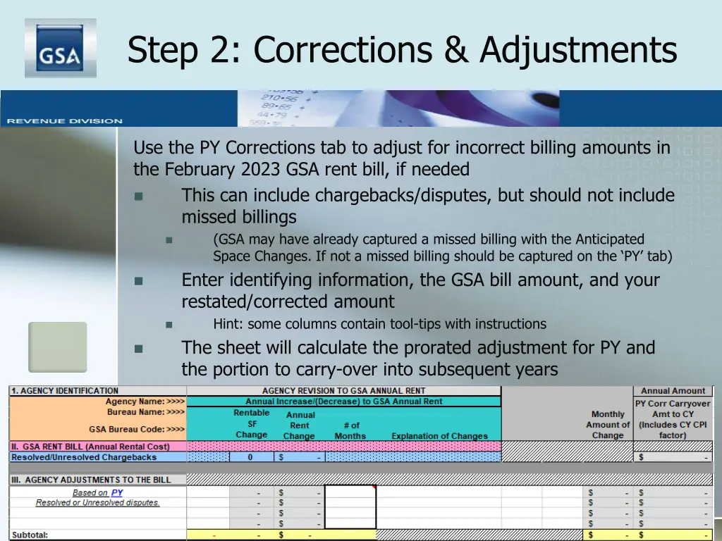 step 2 corrections adjustments