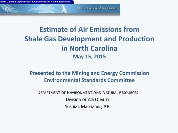 estimate of air emissions from shale