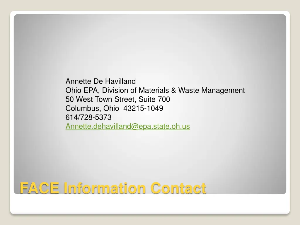 annette de havilland ohio epa division