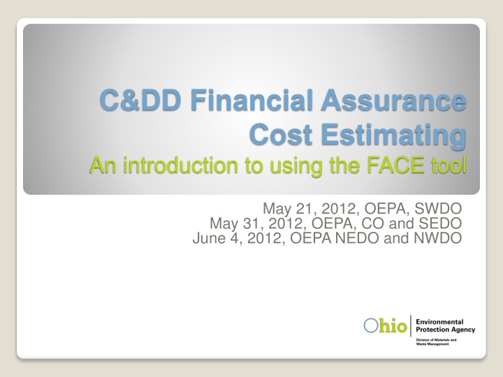 c dd financial assurance cost estimating