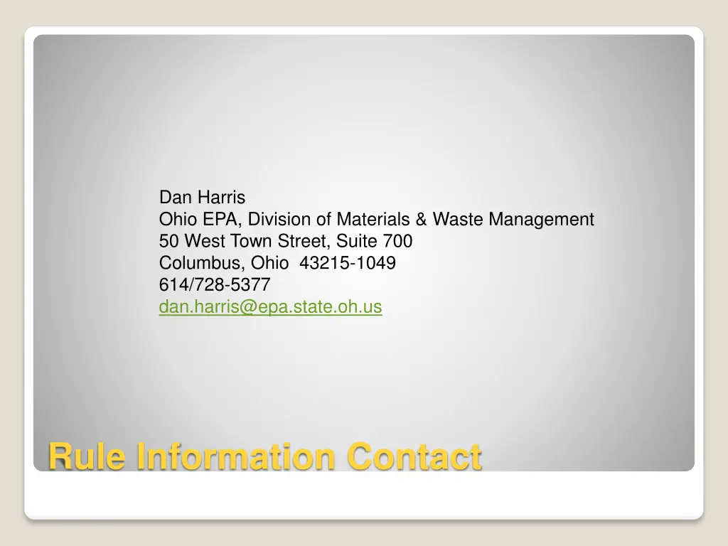 dan harris ohio epa division of materials waste