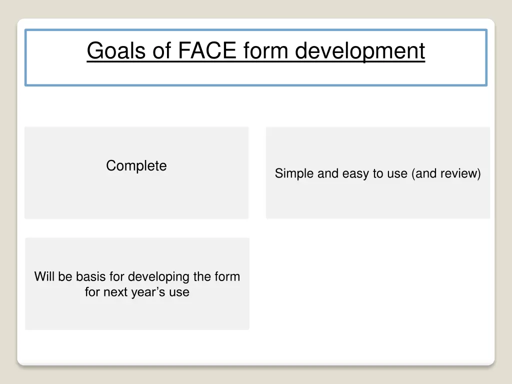 goals of face form development