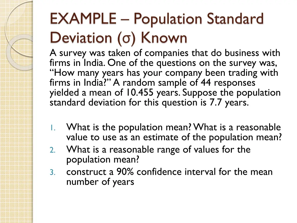 example population standard deviation known