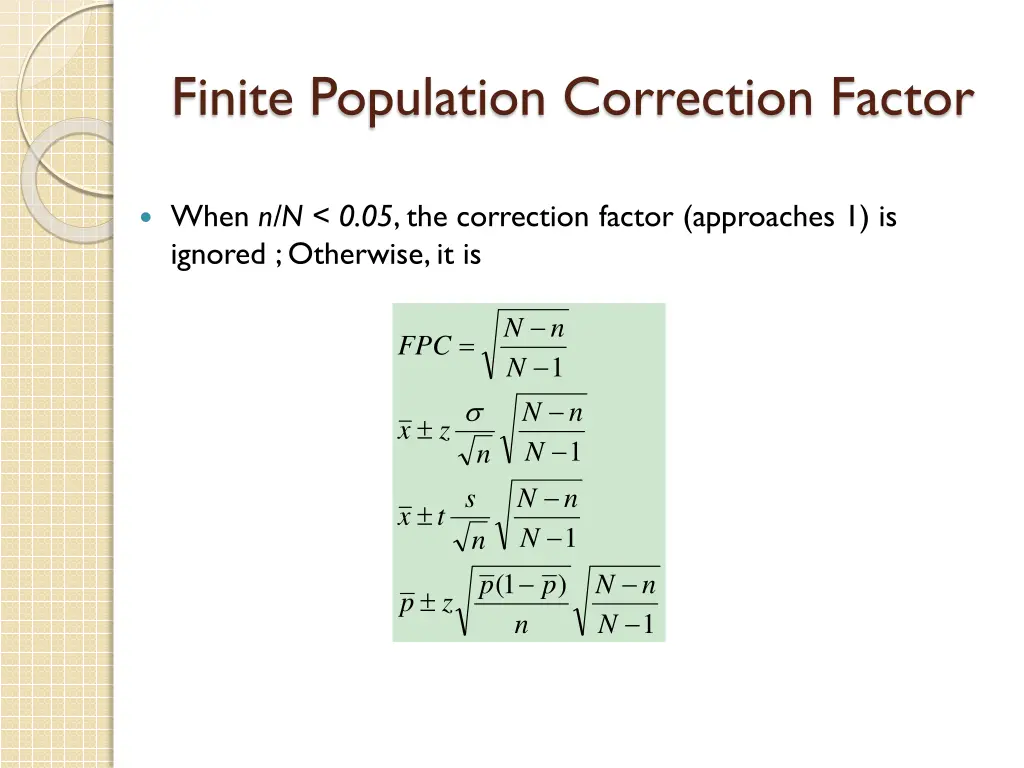 finite population correction factor