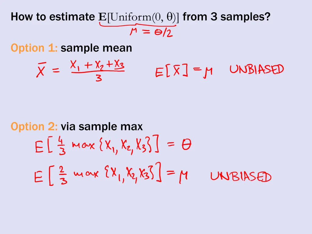 how to estimate e uniform 0 from 3 samples