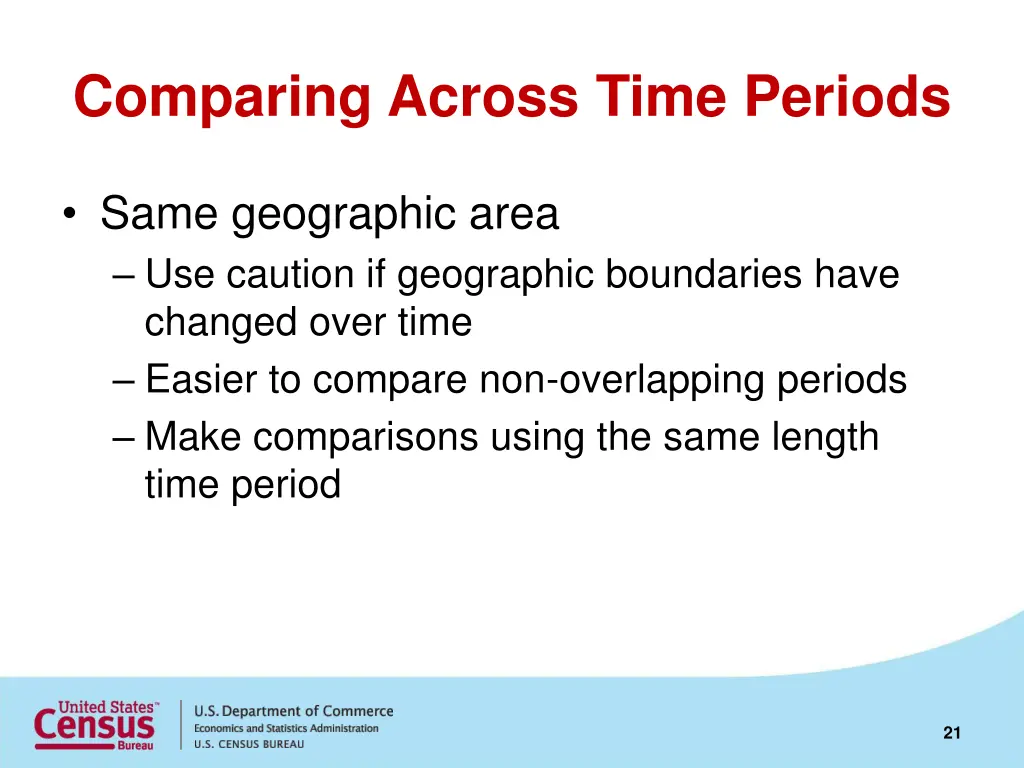 comparing across time periods