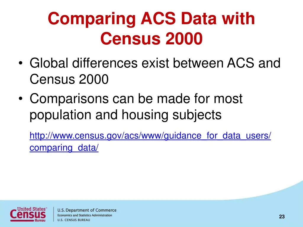 comparing acs data with census 2000 global