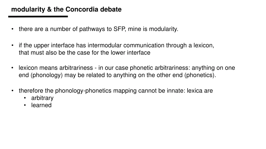 modularity the concordia debate