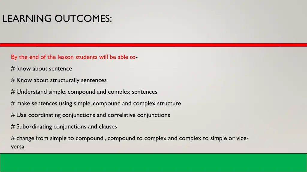 learning outcomes