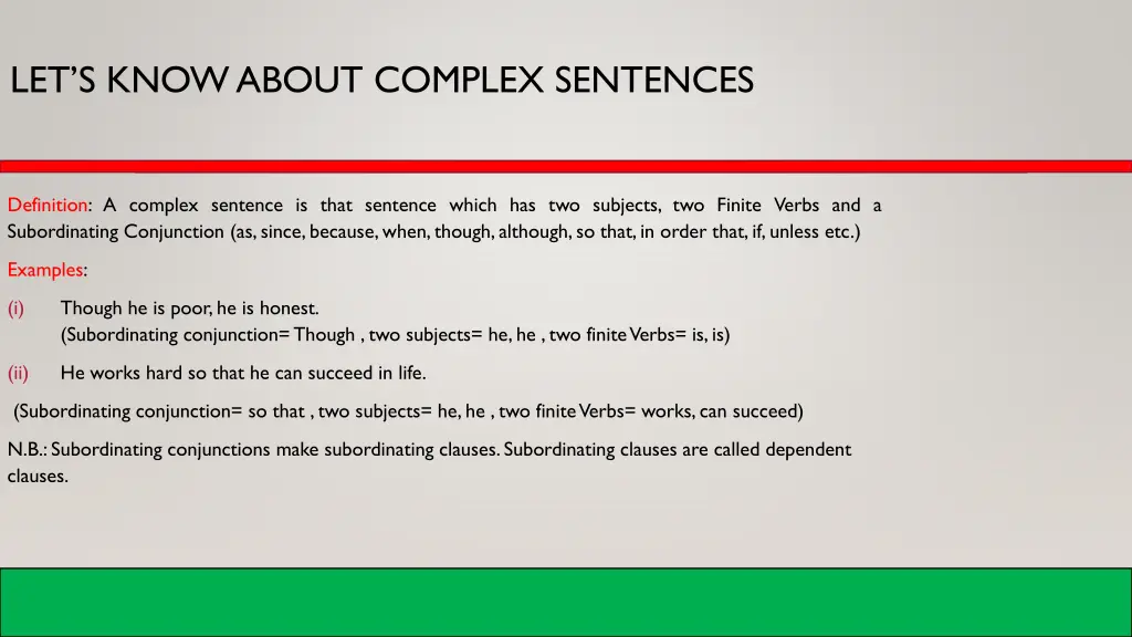 let s know about complex sentences