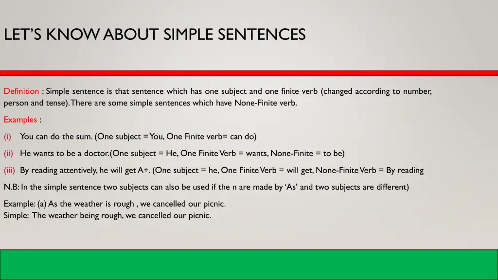 let s know about simple sentences