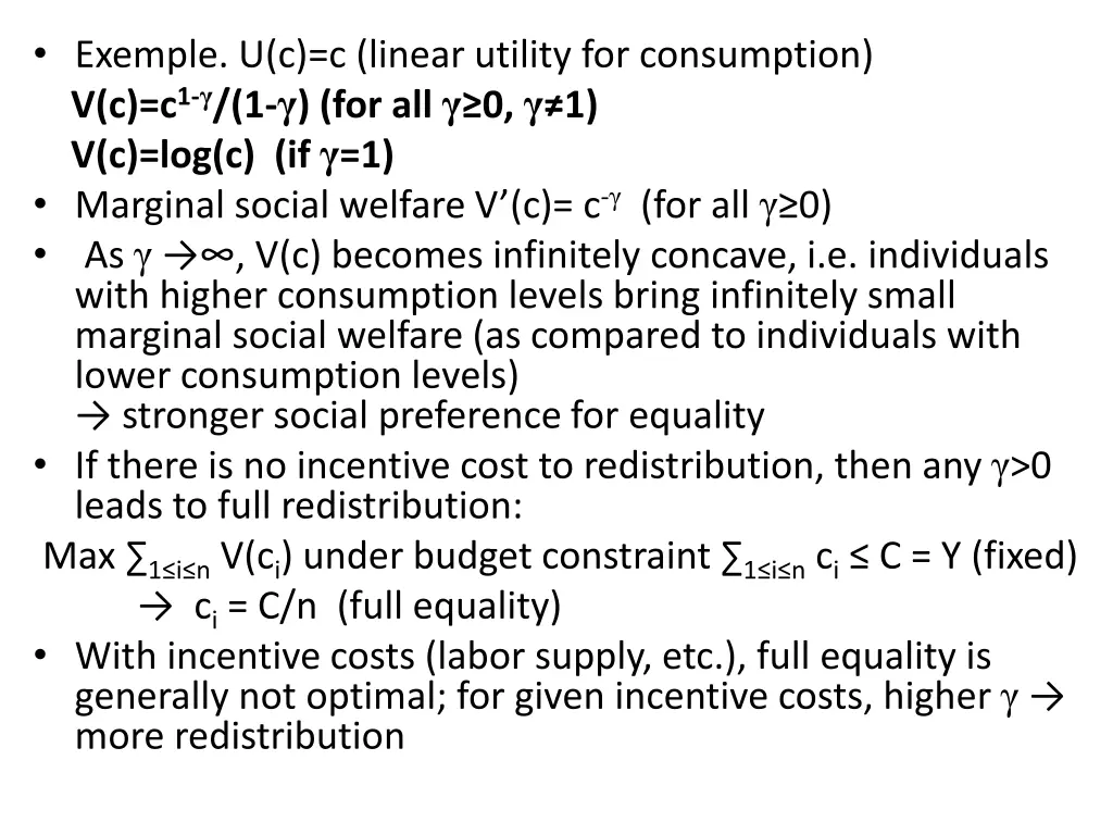 exemple u c c linear utility for consumption