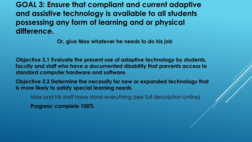 goal 3 ensure that compliant and current adaptive