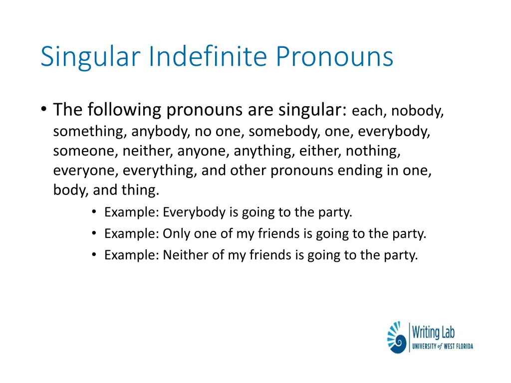 singular indefinite pronouns