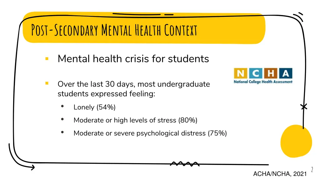 post secondary mental health context